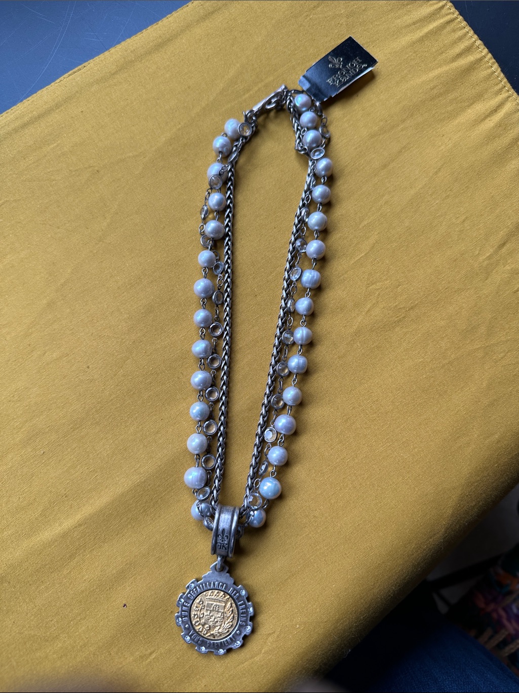 Pearl And Gold Medallion Double-Strand Necklace